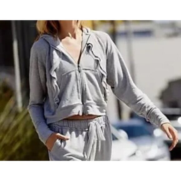 FREE PEOPLE Womens Sz S Movement Game Plan Gray Zip Up Technolinen Hoodie - Picture 1 of 10